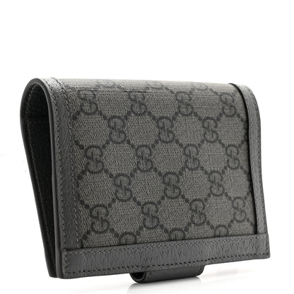 Gucci GG Supreme Monogram Textured Dollar Calfskin Web Ophidia Passport Case Grey 3 of 8