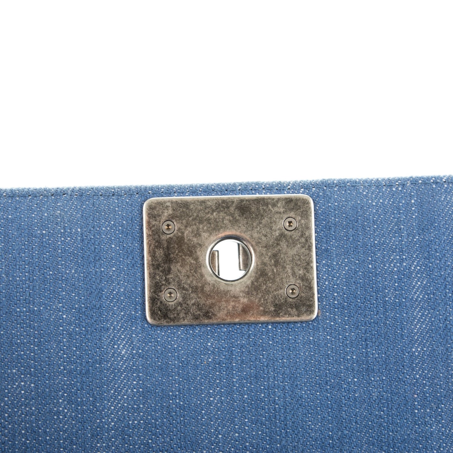 Denim Chevron Quilted Medium Boy Flap Blue