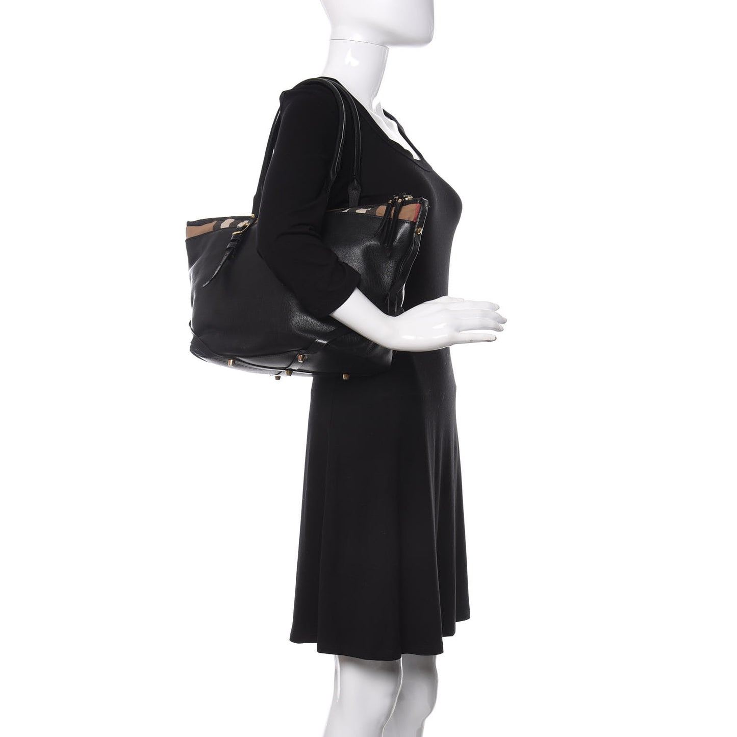 Calfskin House Check Small Salisbury Tote Black