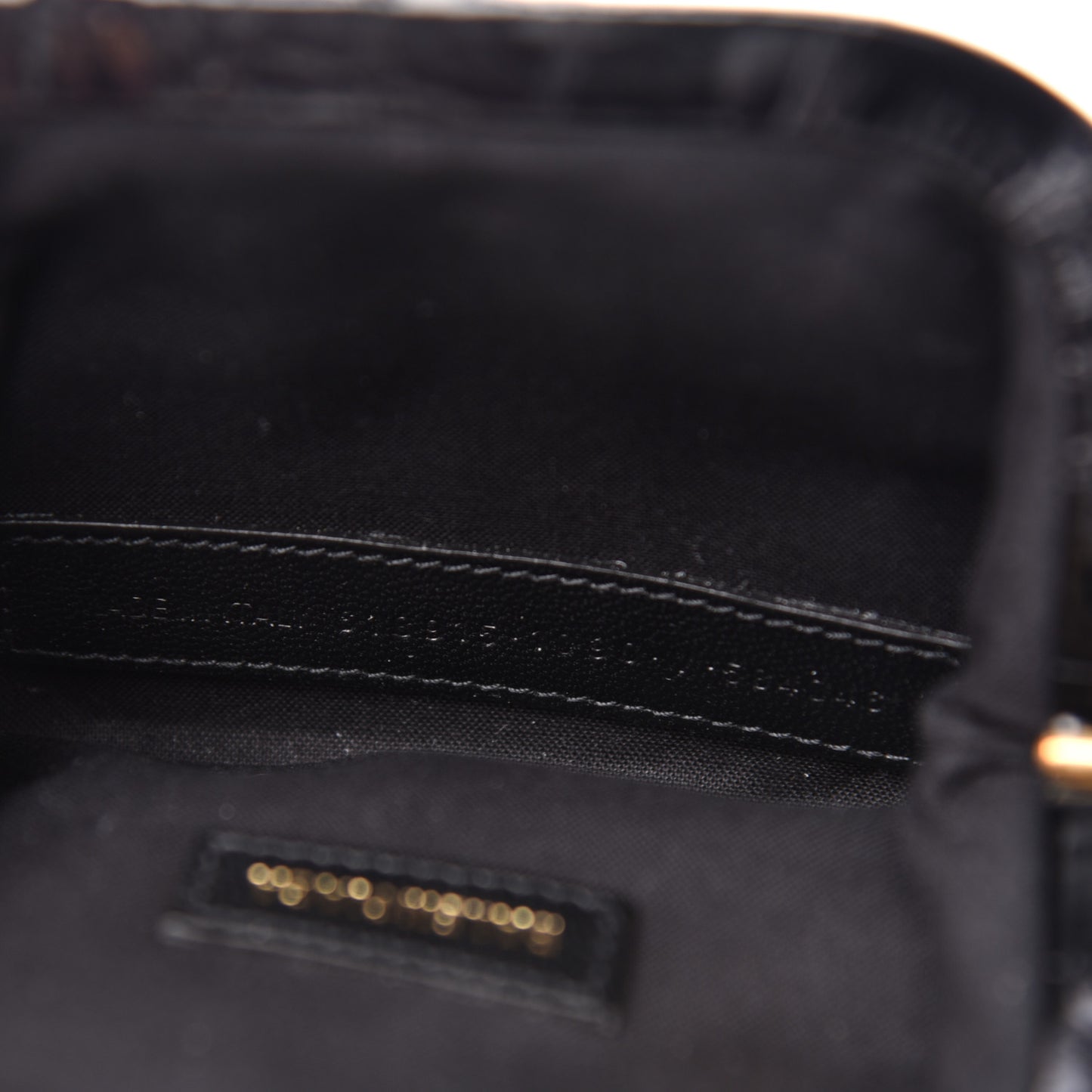 Shiny Supple Calfskin Logo Crocodile Embossed Cloud Coin Purse With Strap Black White