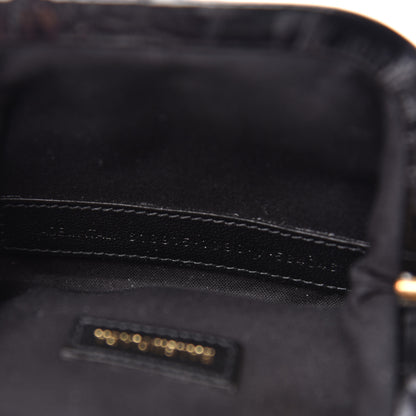Balenciaga Shiny Supple Calfskin Logo Crocodile Embossed Cloud Coin Purse With Strap Black White 7 of 10