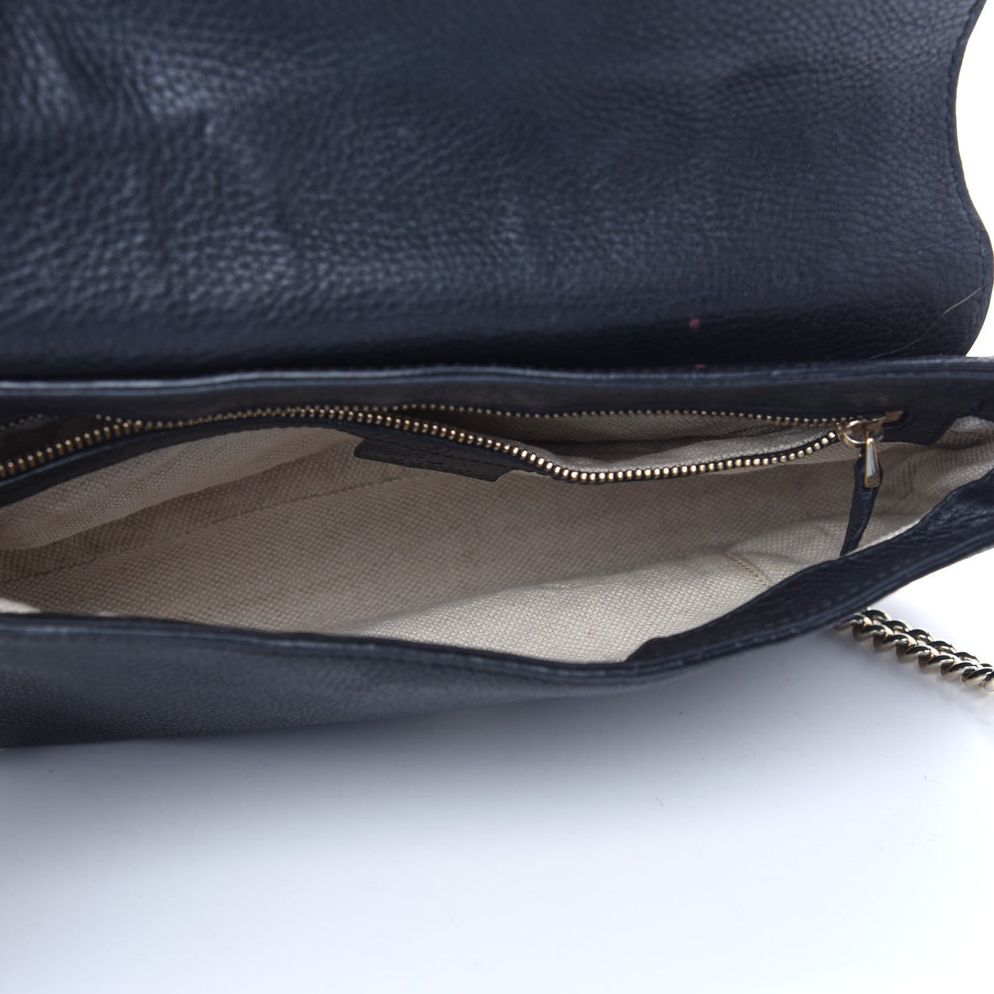 Pebbled Calfskin Medium Soho Flap Crossbody Black