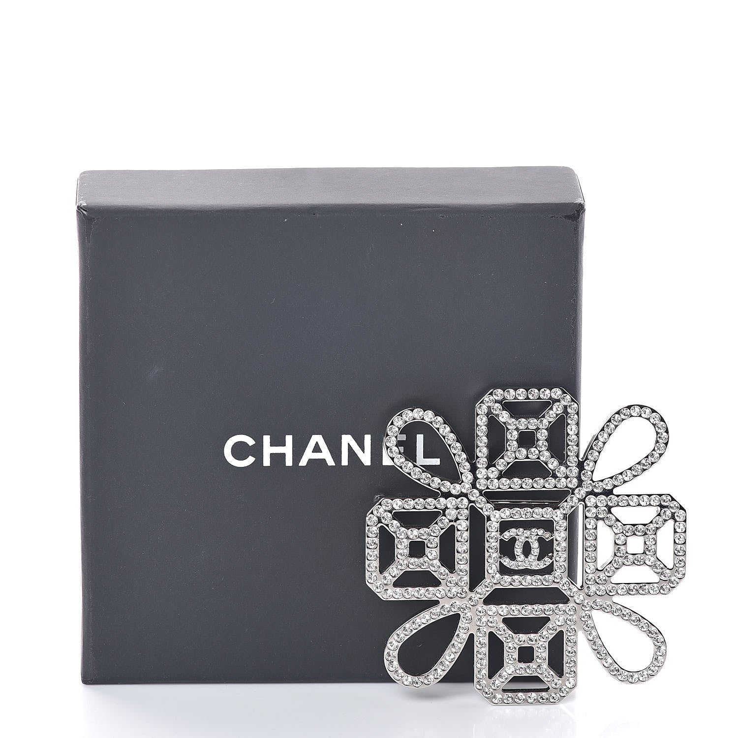 Chanel Crystal CC Brooch Silver 5 of 5