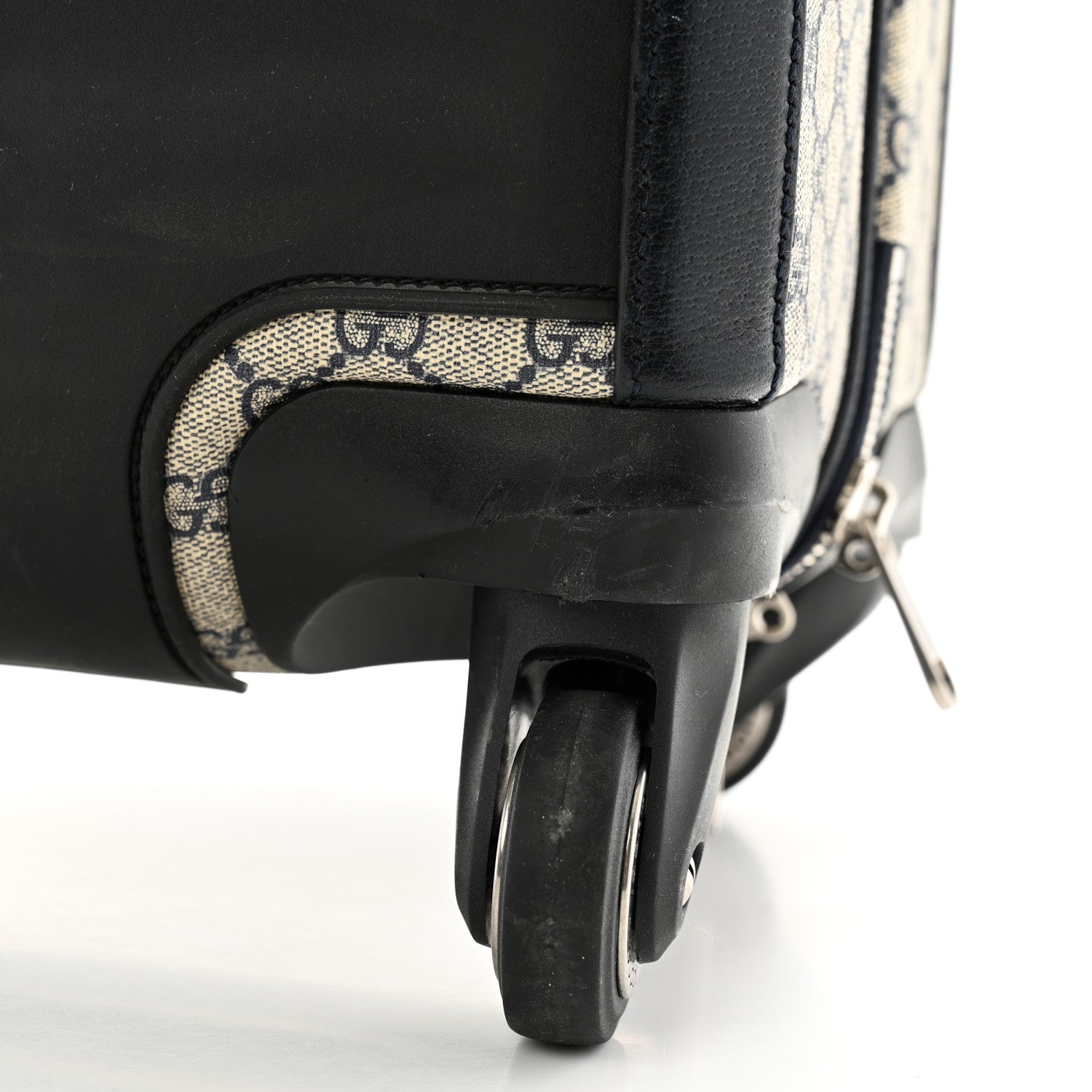 Gucci GG Supreme Monogram Textured Dollar Calfskin Web Small Savoy Cabin Trolley Beige Blue 10 of 12
