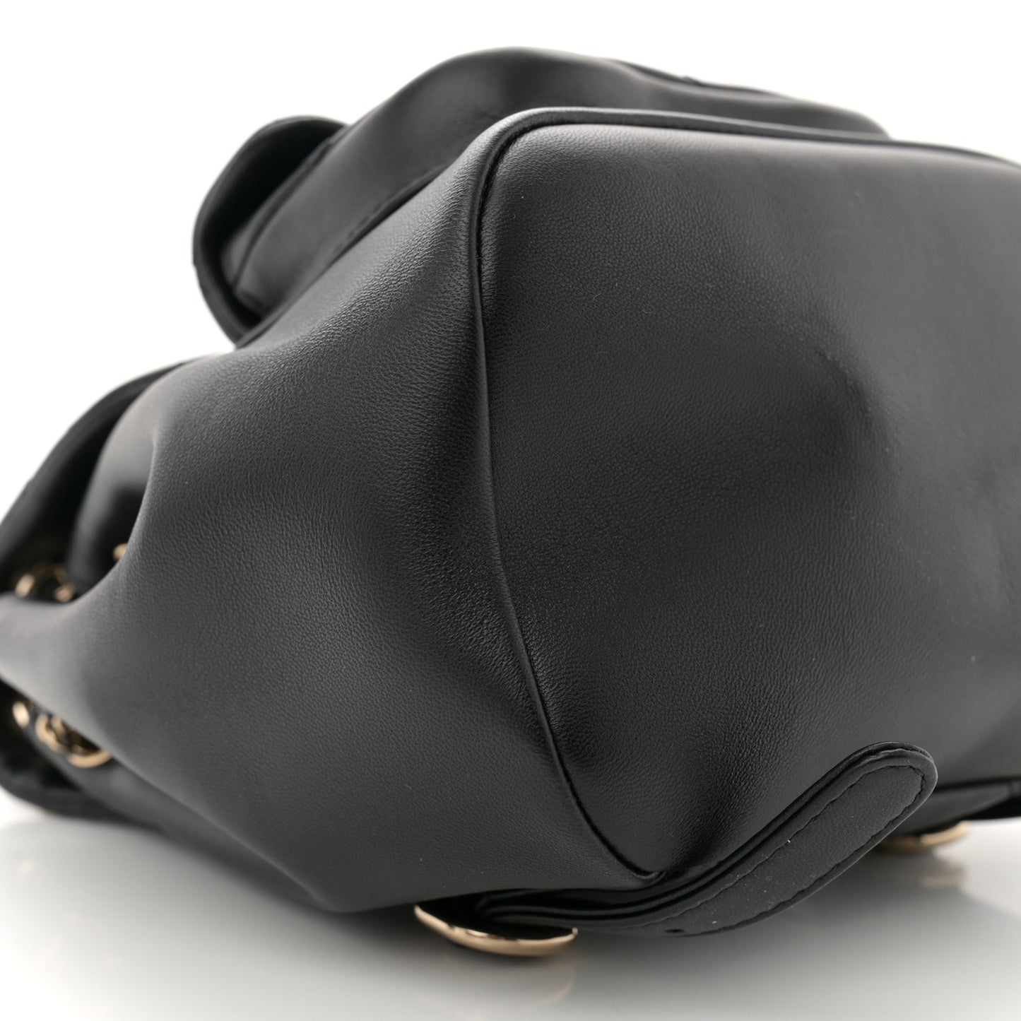 Lambskin Quilted Small Duma Drawstring Backpack Black