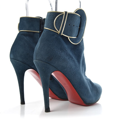 Christian Louboutin Suede Trottinette 140 Ankle Boots 39.5 Blue 4 of 9