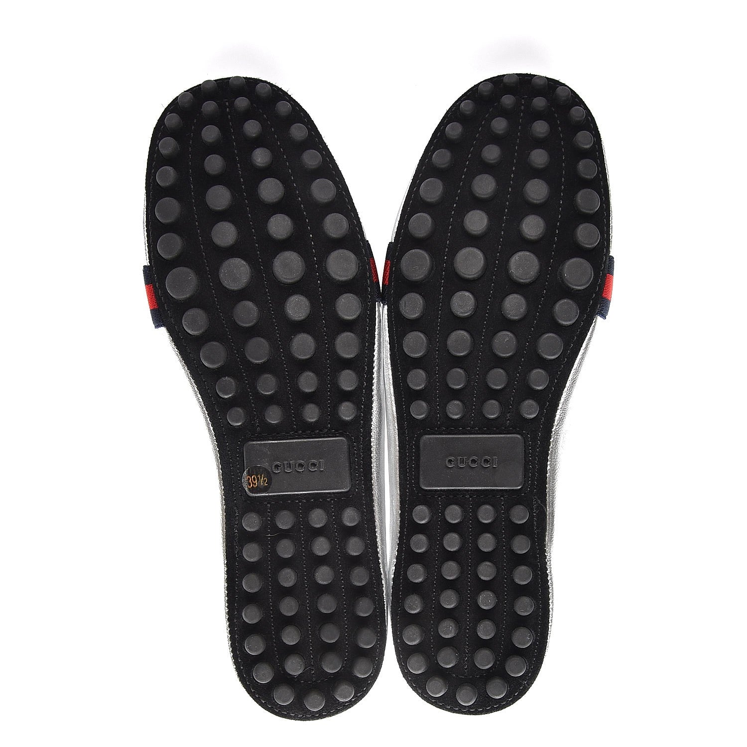 Gucci Metallic Nappa Web Bayadere Ballerina Flats 39.5 Argento 5 of 8