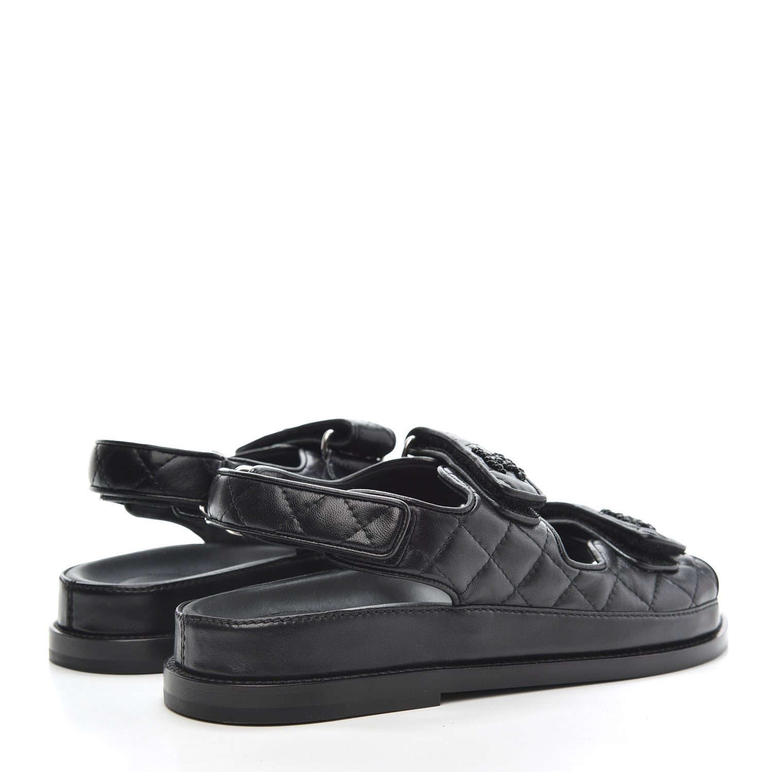 Chanel Lambskin Velcro Dad Sandals 36 Black 4 of 9