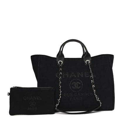 Chanel Mixed Fibers Large Deauville Tote Black 1 of 10