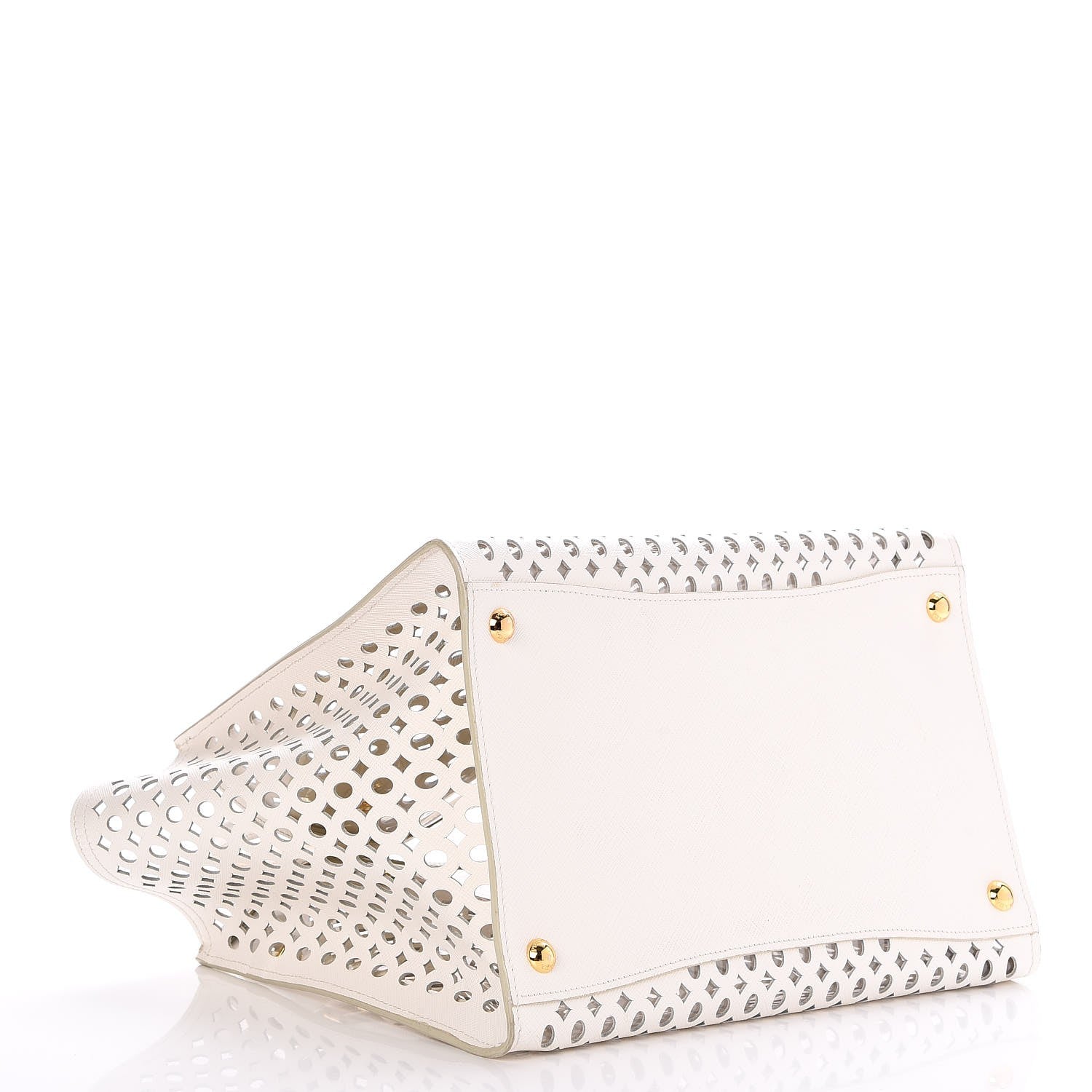 Prada Saffiano Perforated Tote Talco 4 of 14