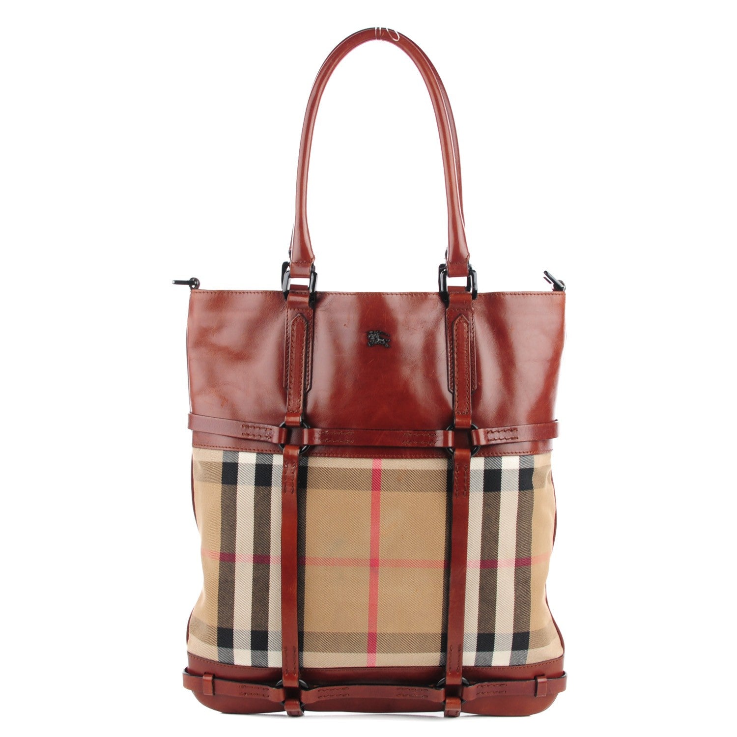 Burberry House Check Bridle Calfskin Tote Tan 1 of 8