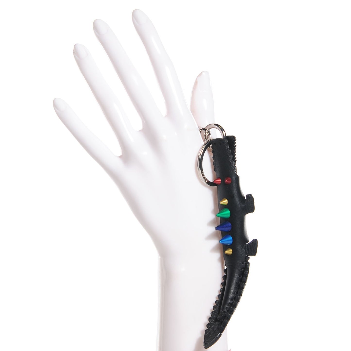 Calfskin Gator Charm Key Fob Black