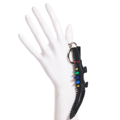 Fendi Calfskin Gator Charm Key Fob Black 6 of 6