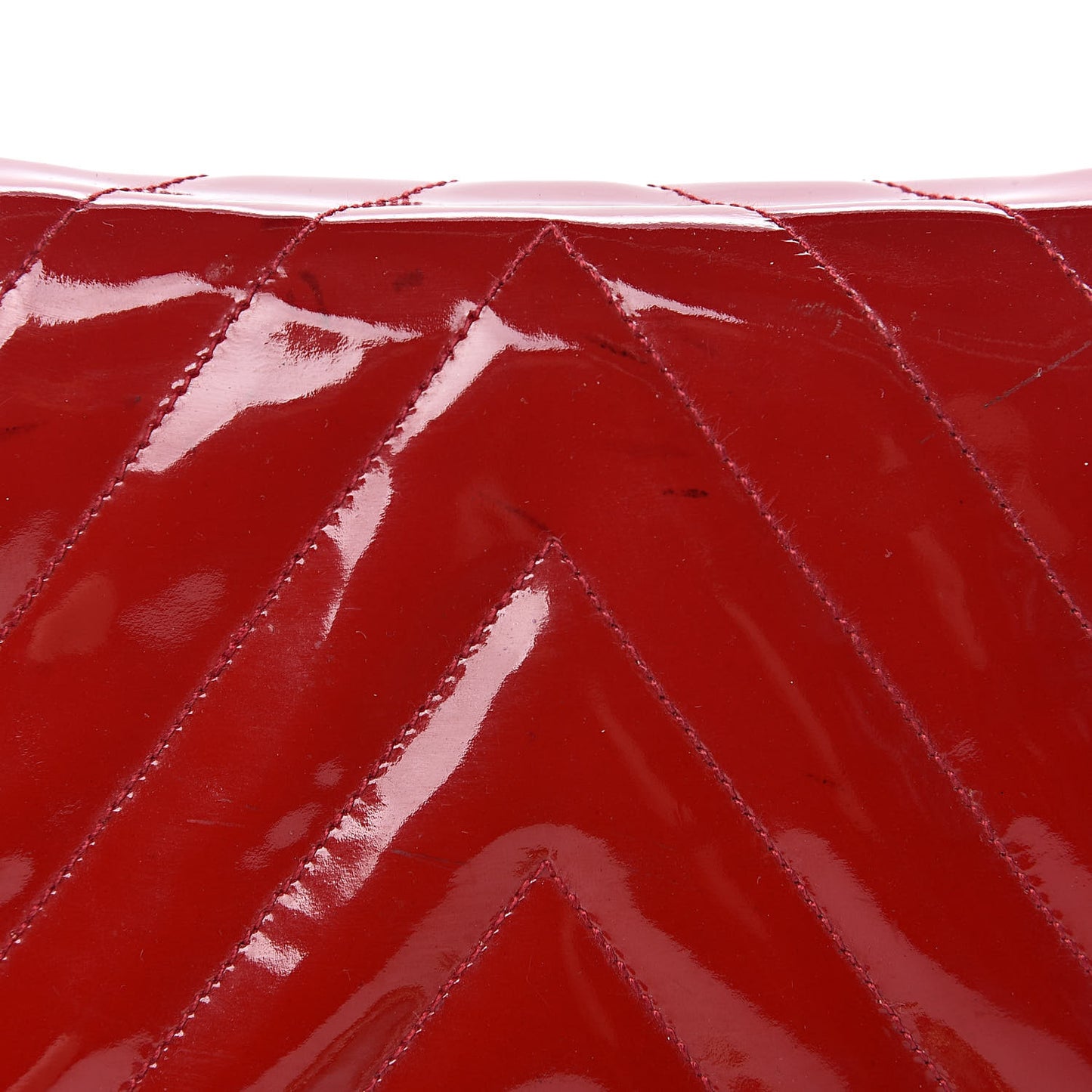 Patent Quilted Chevron Mini Flap Bag Red