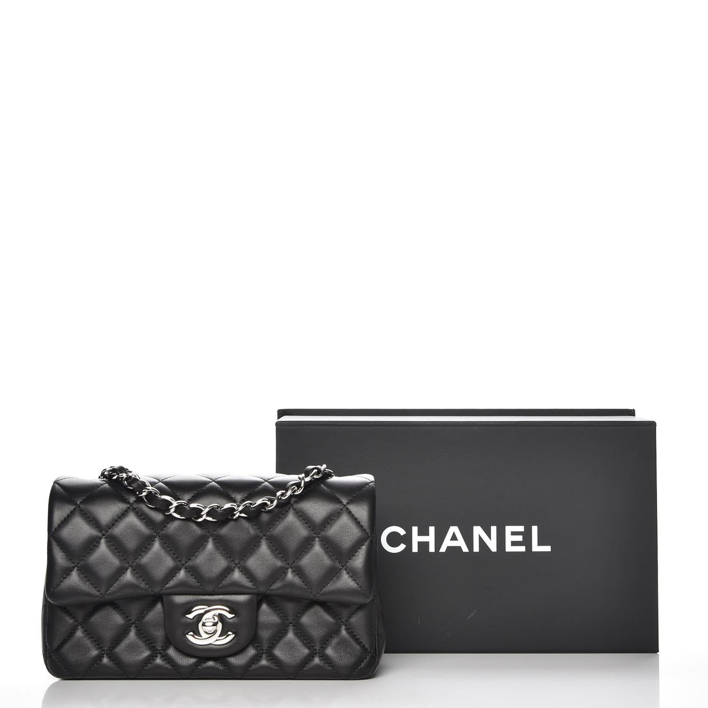 Lambskin Quilted Mini Rectangular Flap Black