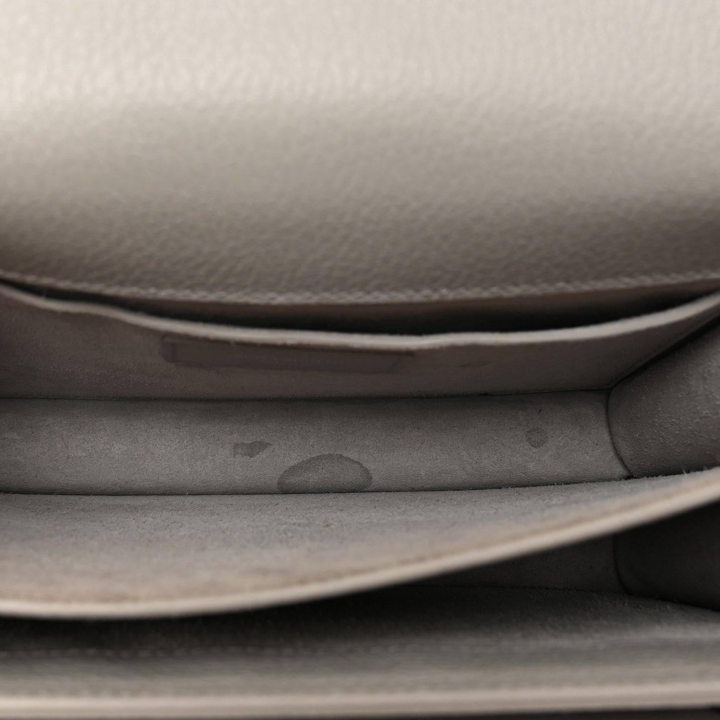 Grained Calfskin Medium Monogram Sunset Satchel Light Grey