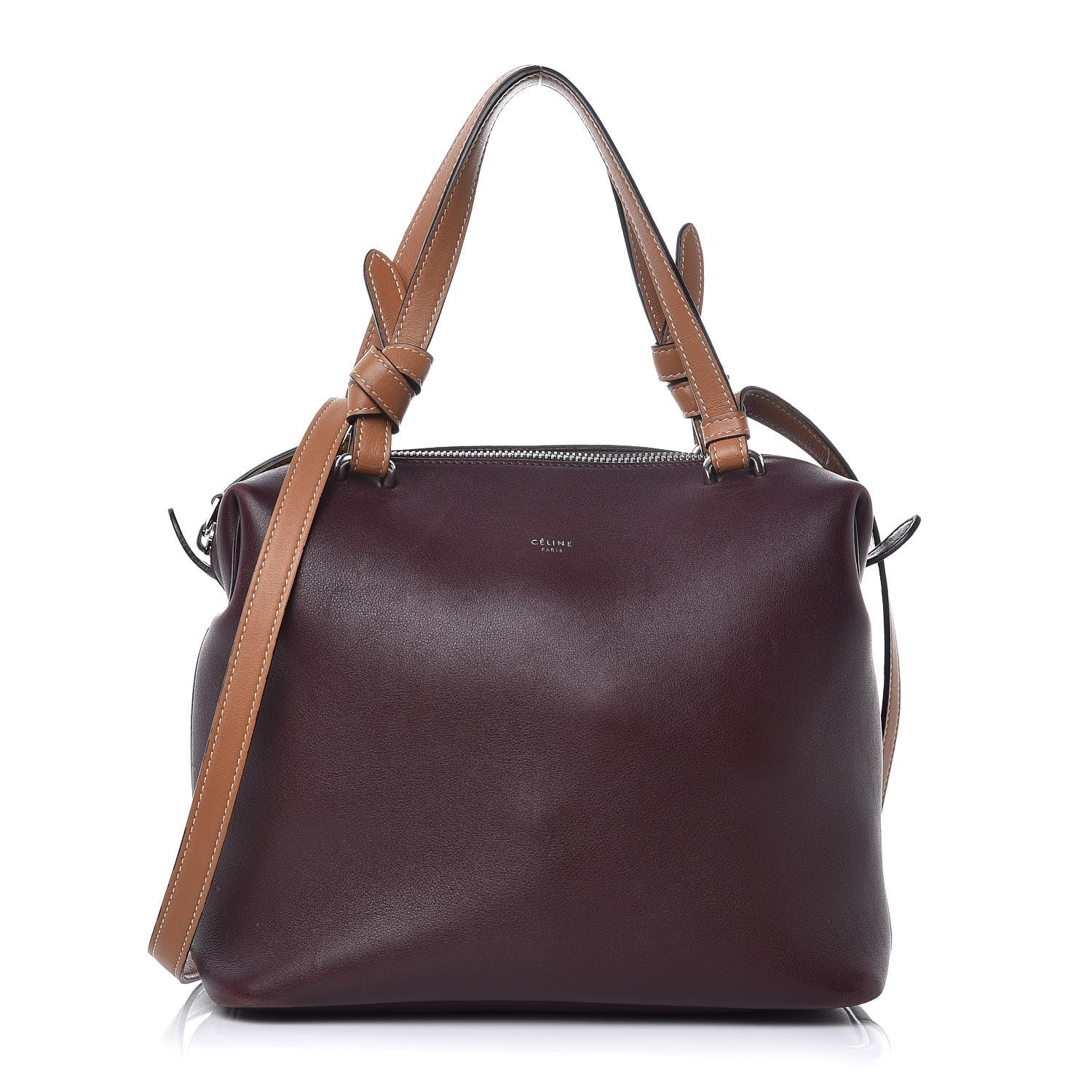 Celine Lambskin Small Soft Cube Satchel Burgundy 1 of 6