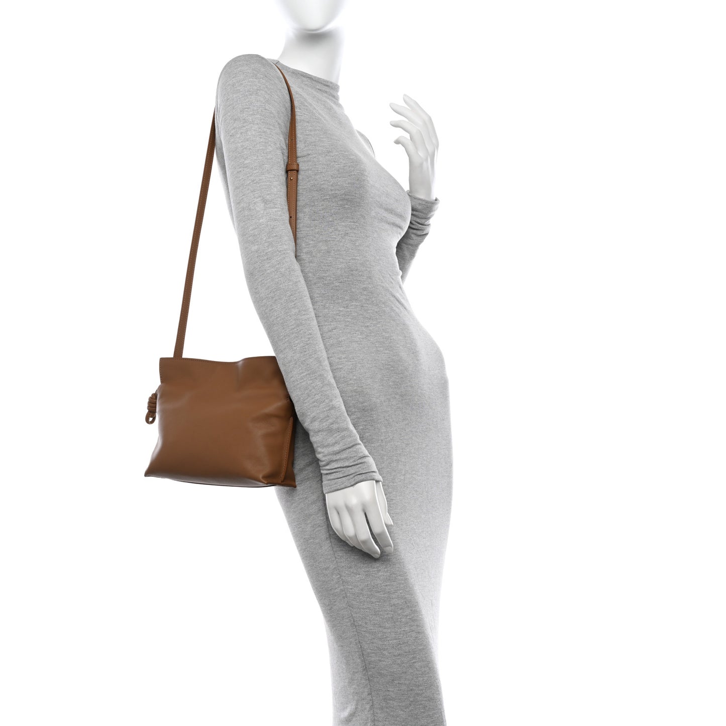 X SUNA FUJITA Nappa Flamenco Knot Clutch Brown