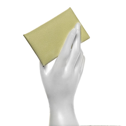 Hermes Chevre Mysore Verso Calvi Card Case Jaune Bourgeon Nata 2 of 7