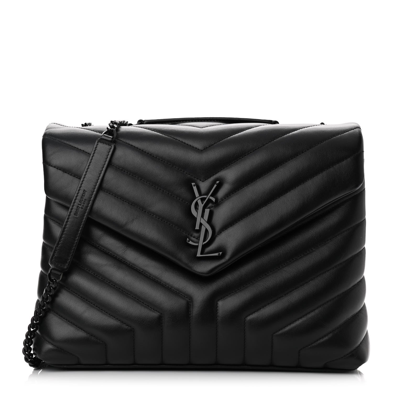 Saint Laurent Calfskin Y Quilted Monogram Medium Loulou Chain Satchel Black 1 of 8