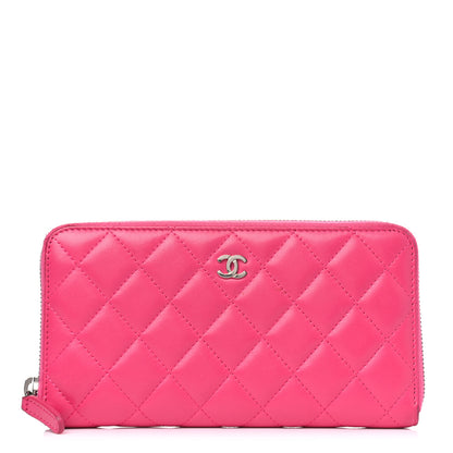 Chanel Lambskin Quilted Large Gusset Zip Around Wallet Fuchsia 1 of 12