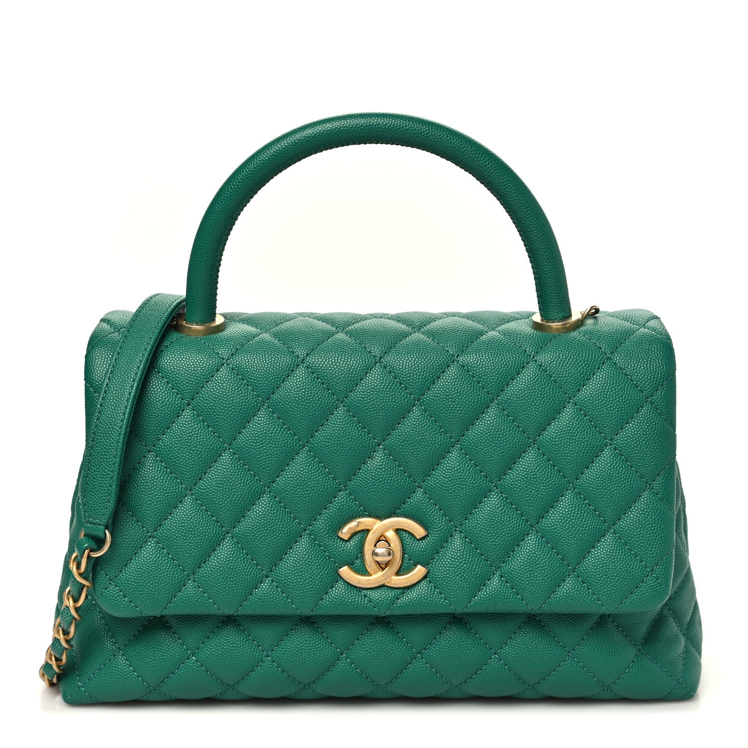 Chanel Caviar Quilted Small Coco Handle Flap Green 1 of 10