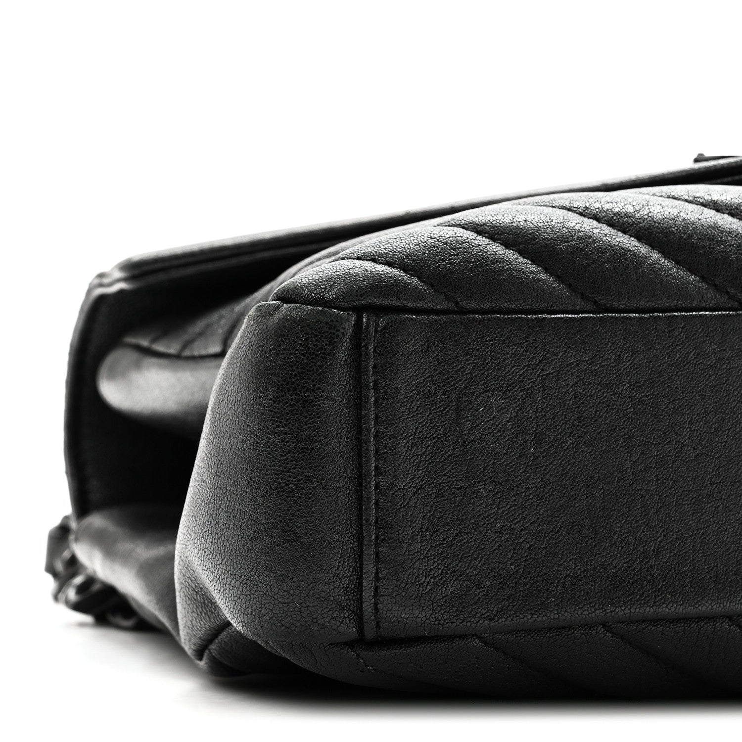 Saint Laurent Sheepskin Matelasse Chevron Monogram Monochrome Medium College Bag Black 9 of 10