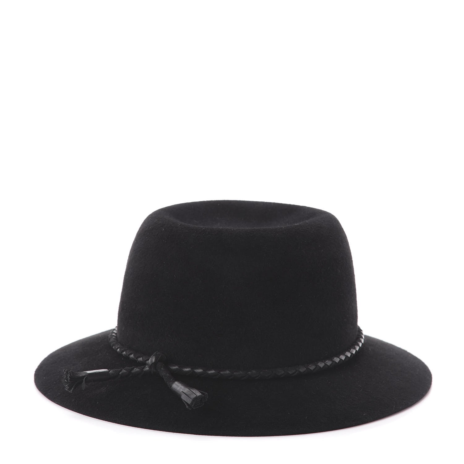 Hermes Felt Goatskin Lambskin Hat 58 Black 1 of 5