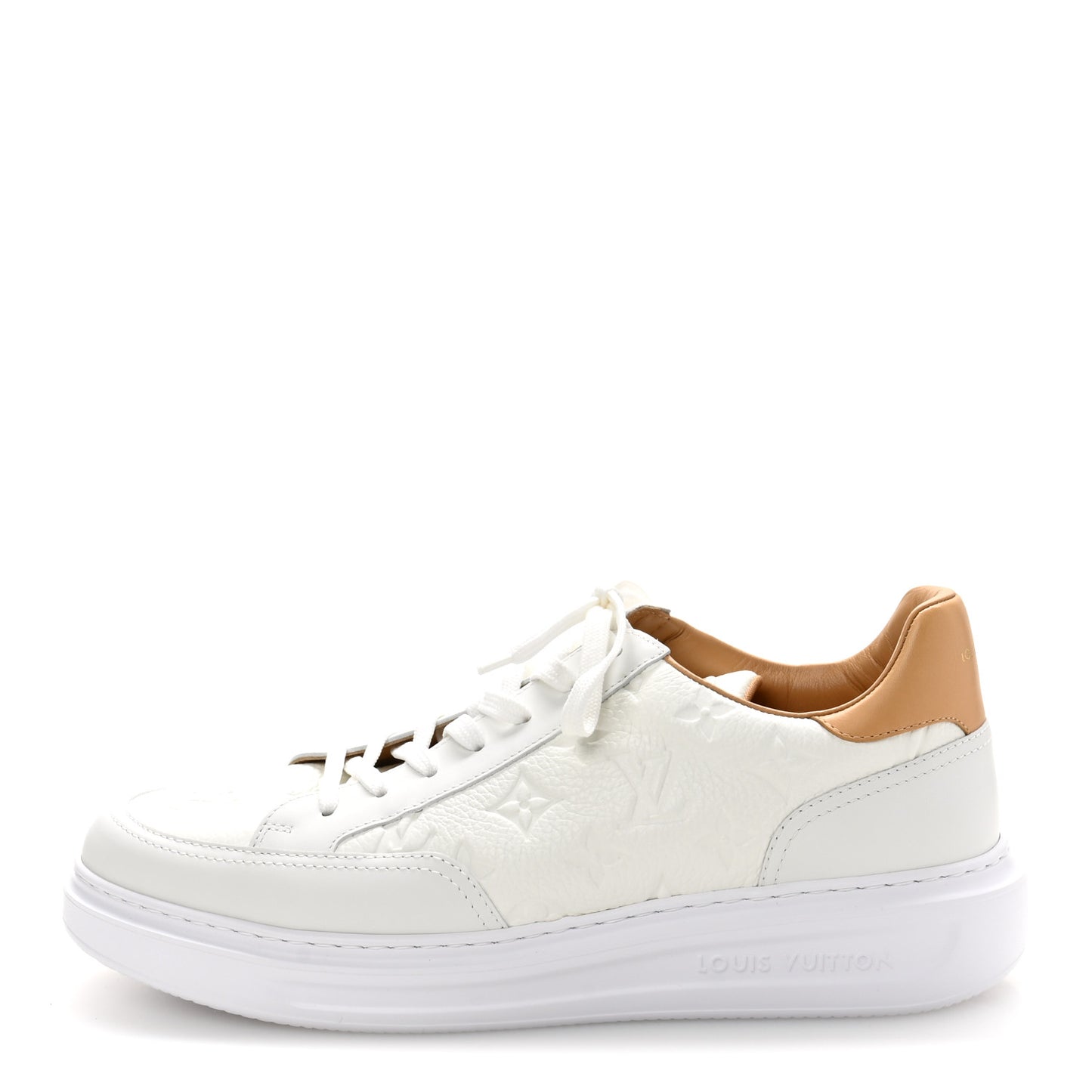 Grained Calfskin Embossed Monogram Mens Beverly Hills Sneakers 8 White