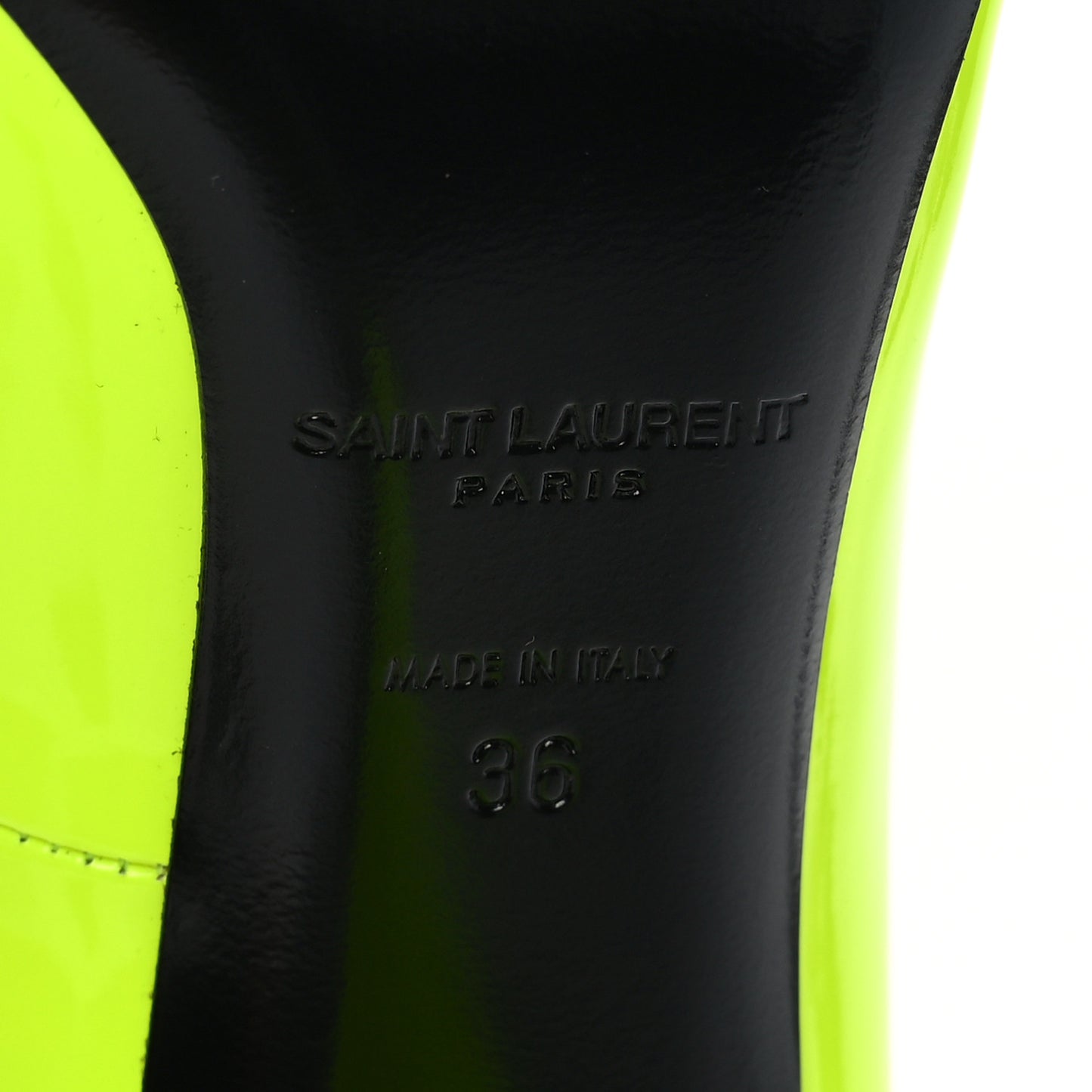 Patent Calfskin Kiki 85 Pumps 36 Yellow Fluo
