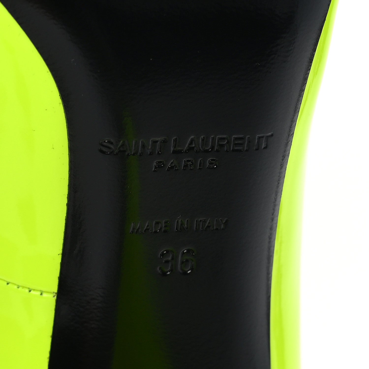 Saint Laurent Patent Calfskin Kiki 85 Pumps 36 Yellow Fluo 8 of 8