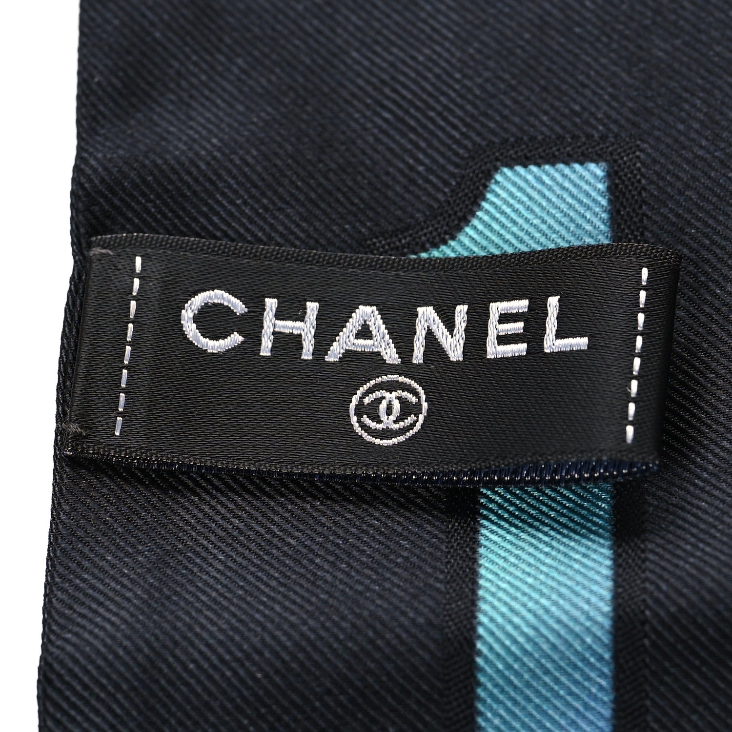 Chanel Silk Logo Rue Cambon Slim Bandeau Scarf Black Multicolor 3 of 3