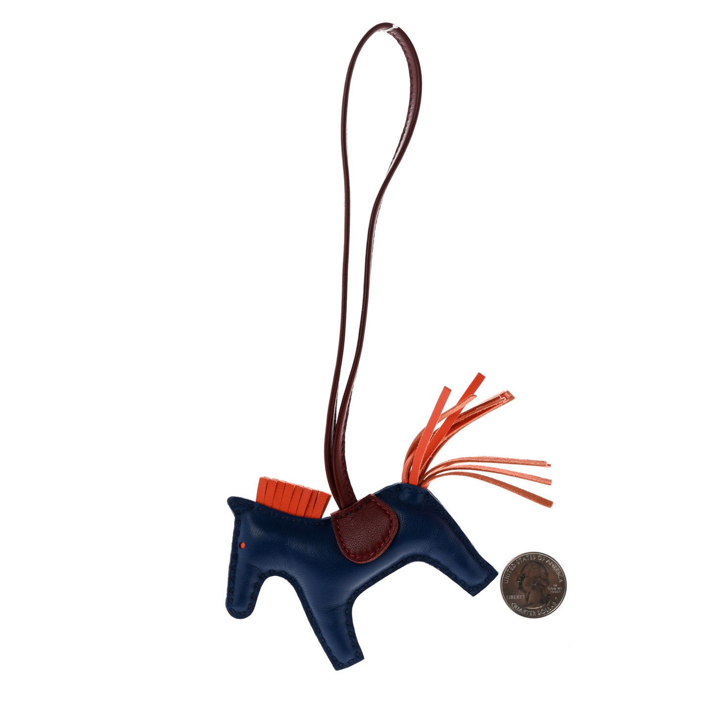 Milo Lambskin Grigri Rodeo Horse Bag Charm PM Bleu de Malte Rouge H Peony
