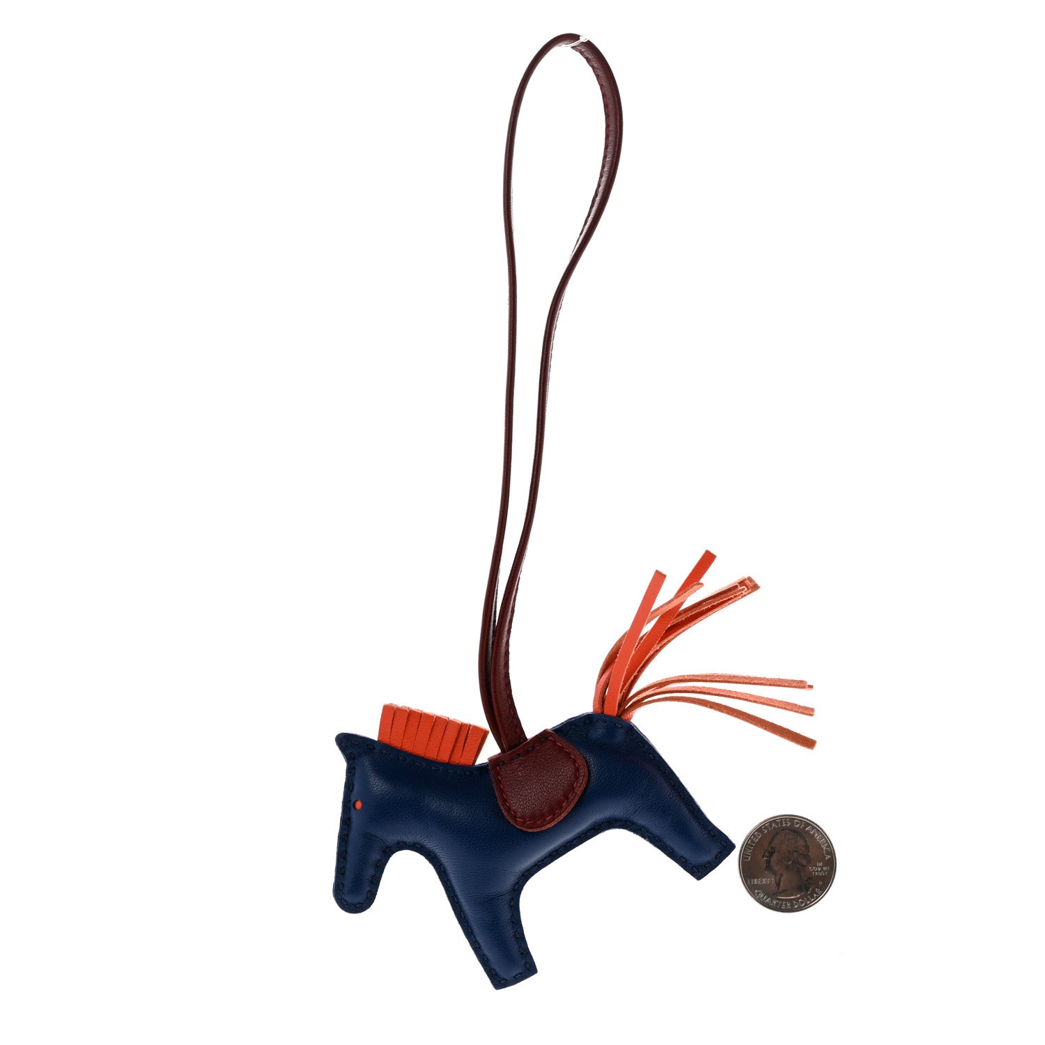 Hermes Milo Lambskin Grigri Rodeo Horse Bag Charm PM Bleu de Malte Rouge H Peony 1 of 4