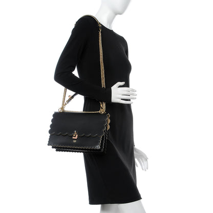 Fendi Vitello Liberty Scalloped Studded Kan I Shoulder Bag Black 2 of 10