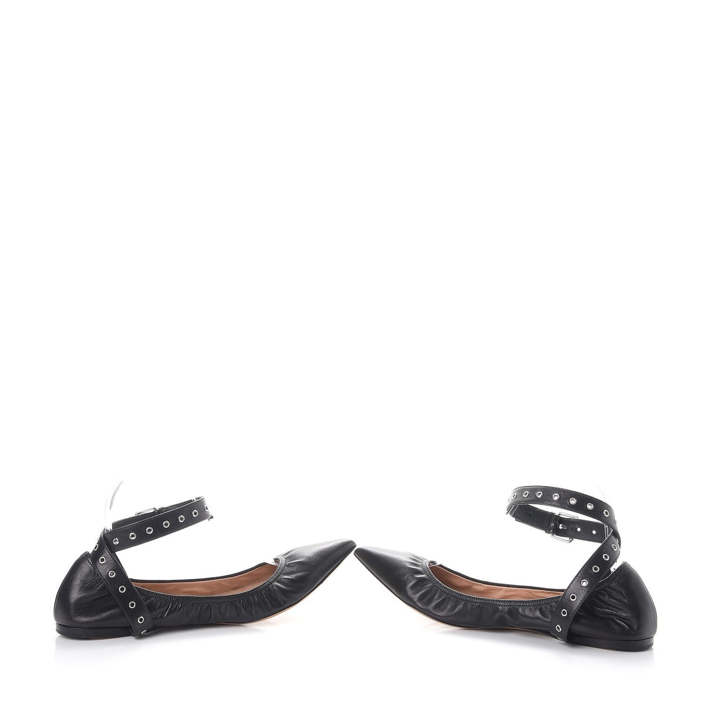Lambskin Love Latch Ankle Wrap Flats 41 Nero Black