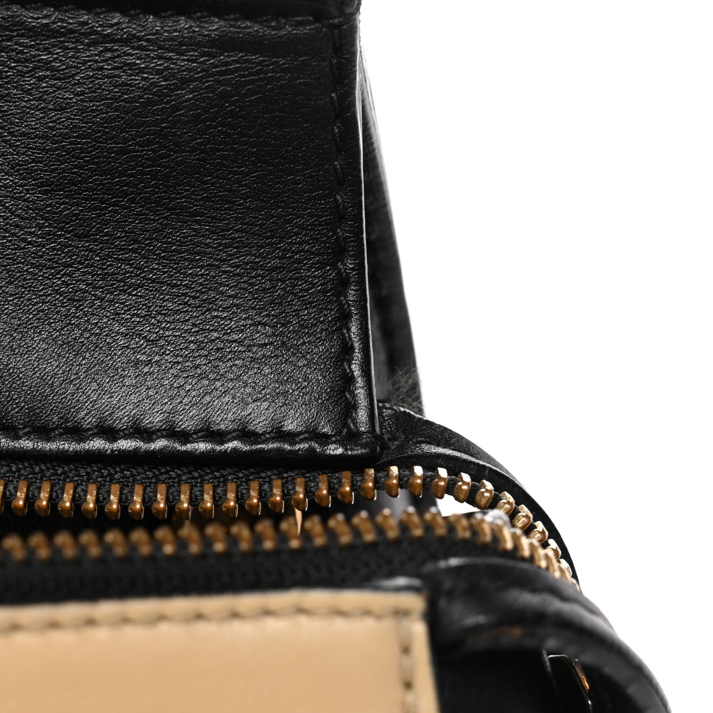 Smooth Calfskin Medium Bi-Color Edge Shoulder Bag Black Beige