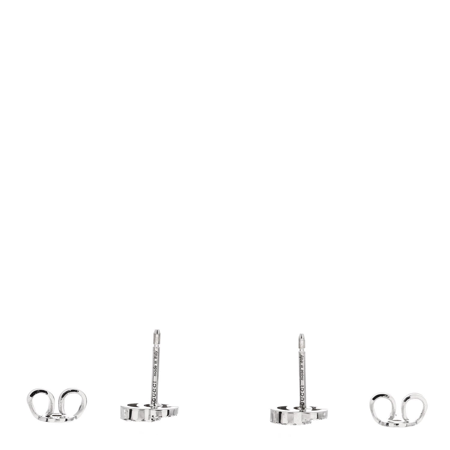 Gucci 18K White Gold Diamond Mini Running G Earrings 3 of 5