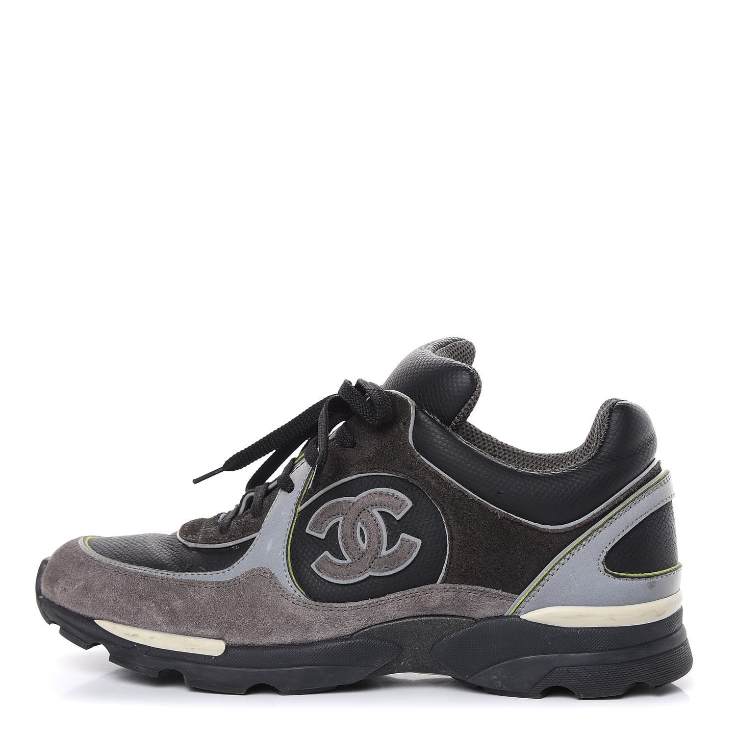 Suede Calfskin CC Sneakers 39 Black Grey