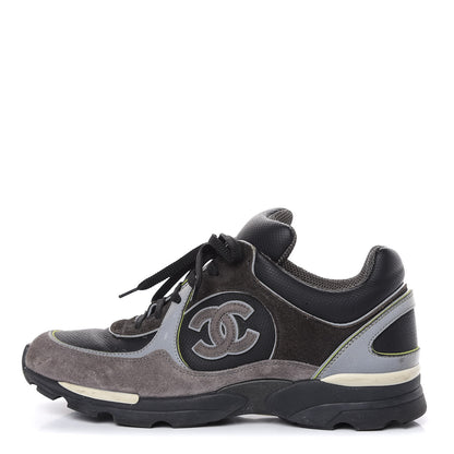 Chanel Suede Calfskin CC Sneakers 39 Black Grey 1 of 11