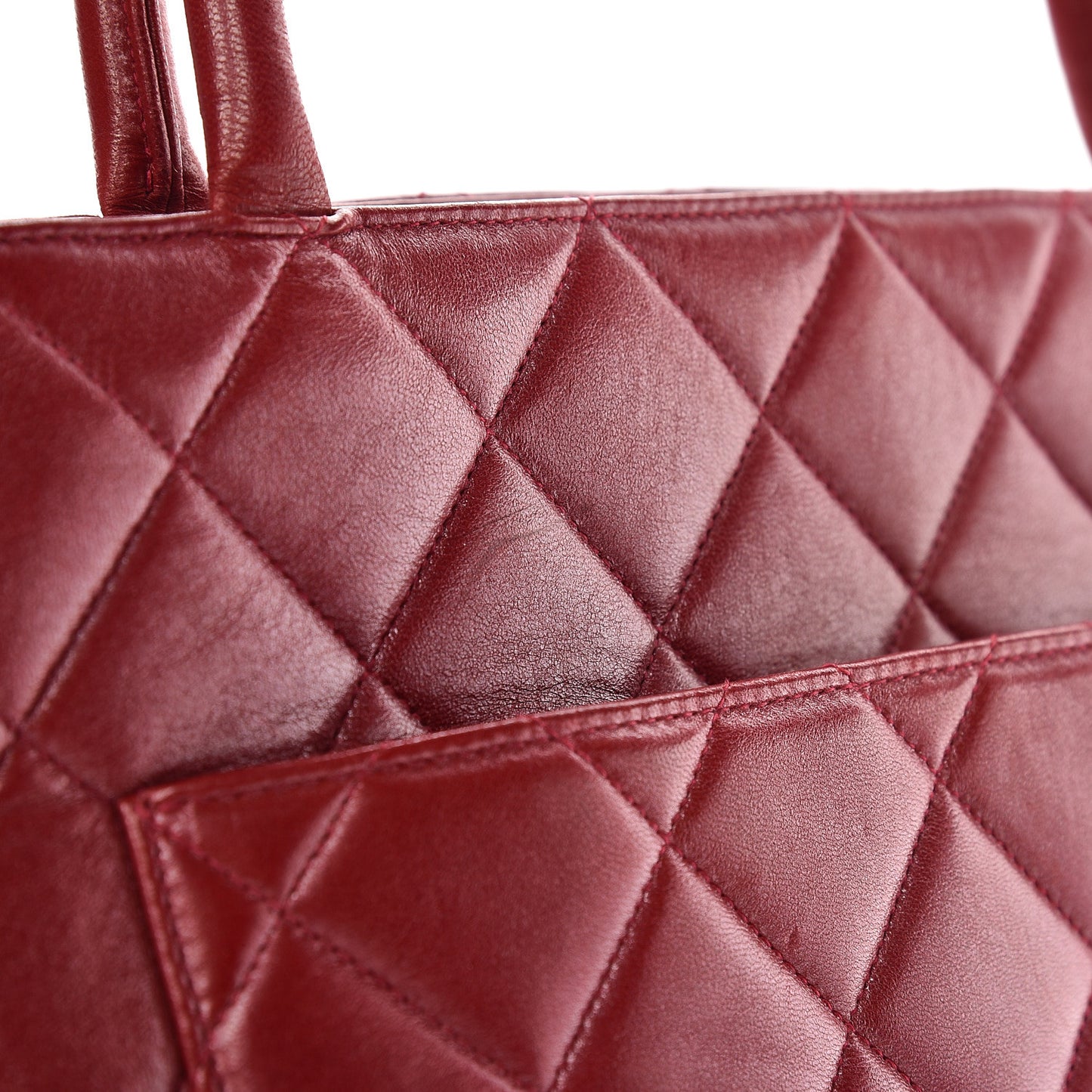 Lambskin Quilted Medallion Tote Red