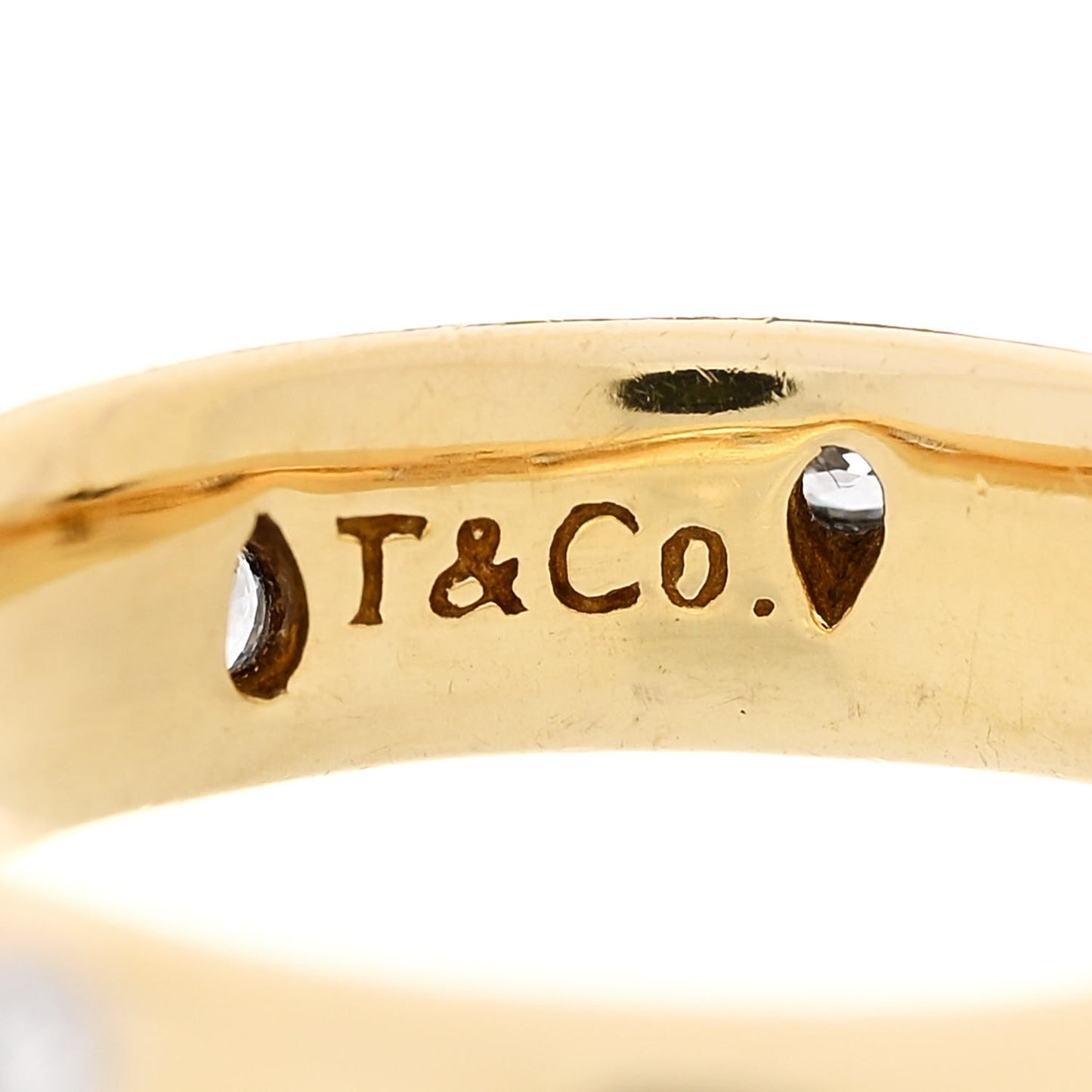 18K Yellow Gold Platinum Diamond 4mm Etoile Band Ring 47 4