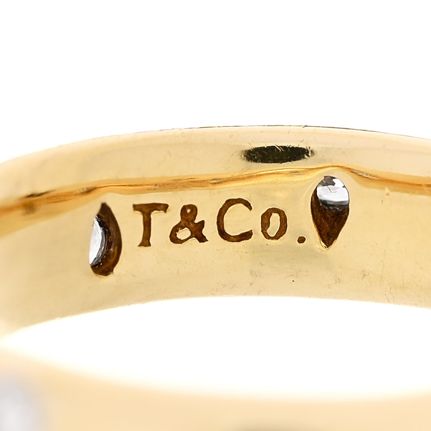 Tiffany 18K Yellow Gold Platinum Diamond 4mm Etoile Band Ring 47 4 5 of 7