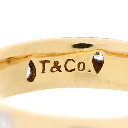 Tiffany 18K Yellow Gold Platinum Diamond 4mm Etoile Band Ring 47 4 5 of 7