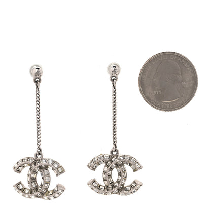 Chanel Baguette Crystal CC Drop Earrings Silver 2 of 4