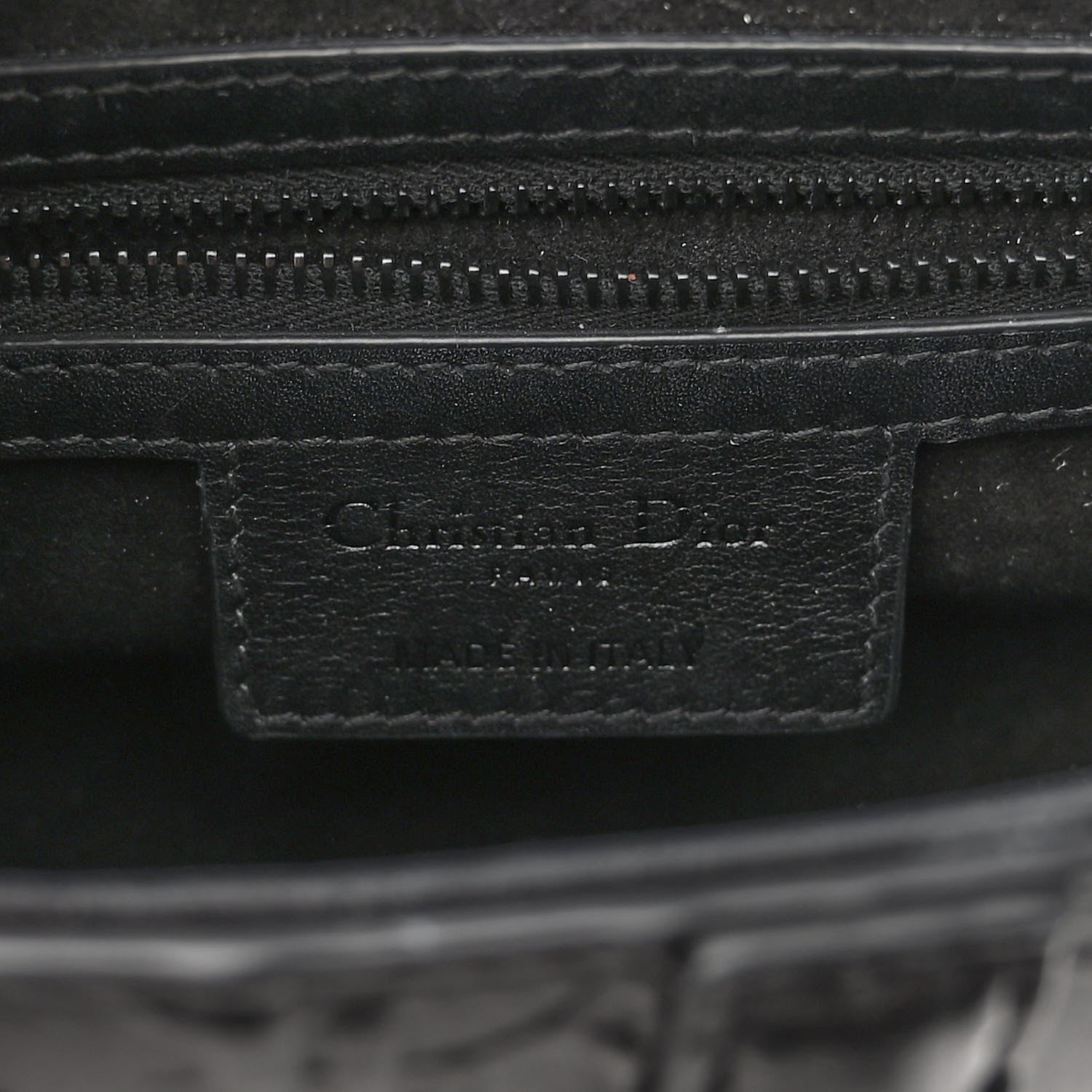 Christian Dior Calfskin Embossed Oblique Saddle Bag Black 6 of 9