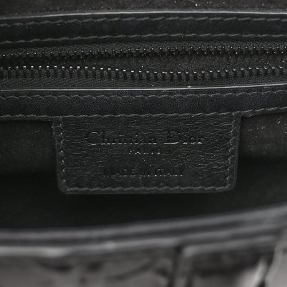 Christian Dior Calfskin Embossed Oblique Saddle Bag Black 6 of 9