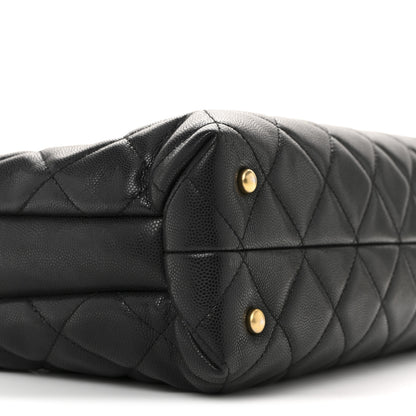Chanel Shiny Caviar Quilted Chain Handle Small Shopping Tote Black 9 of 14