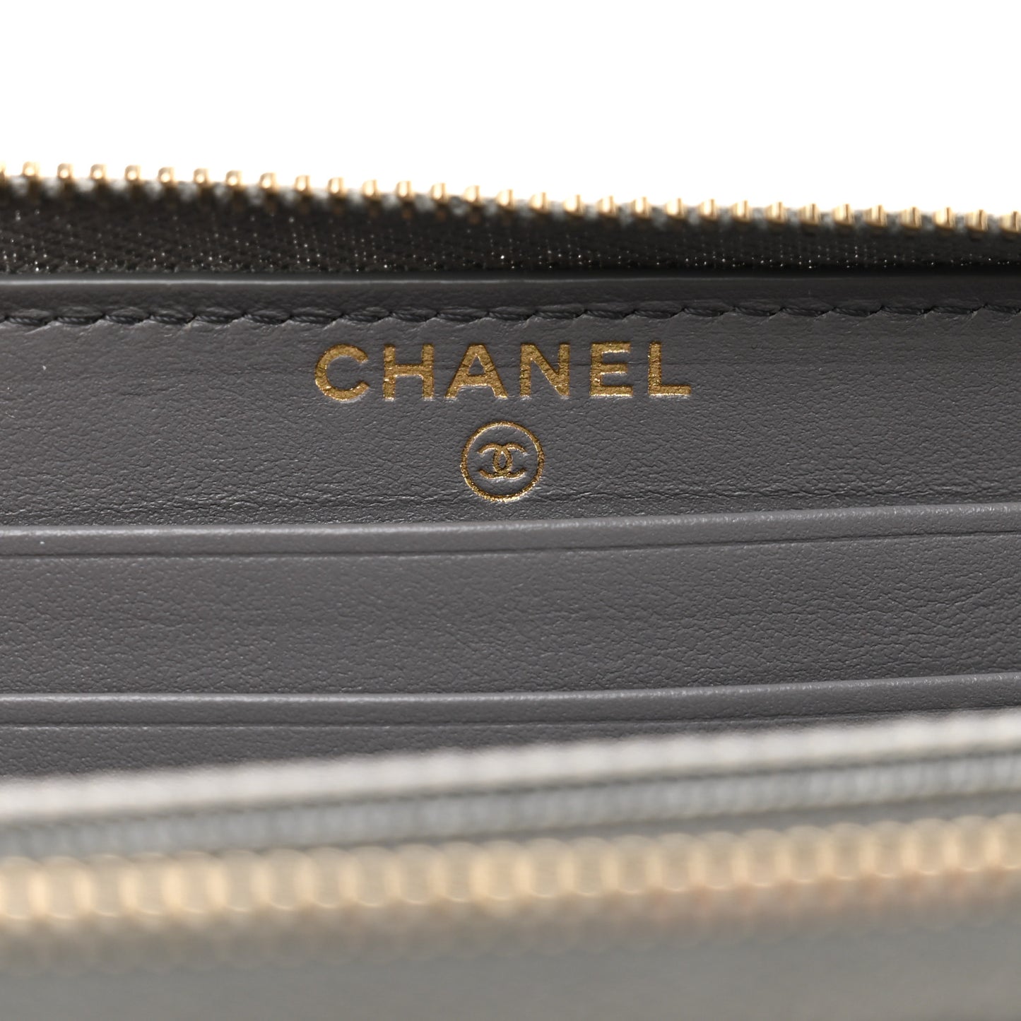 Caviar Quilted Small French New Wave Zip Around Wallet Grey