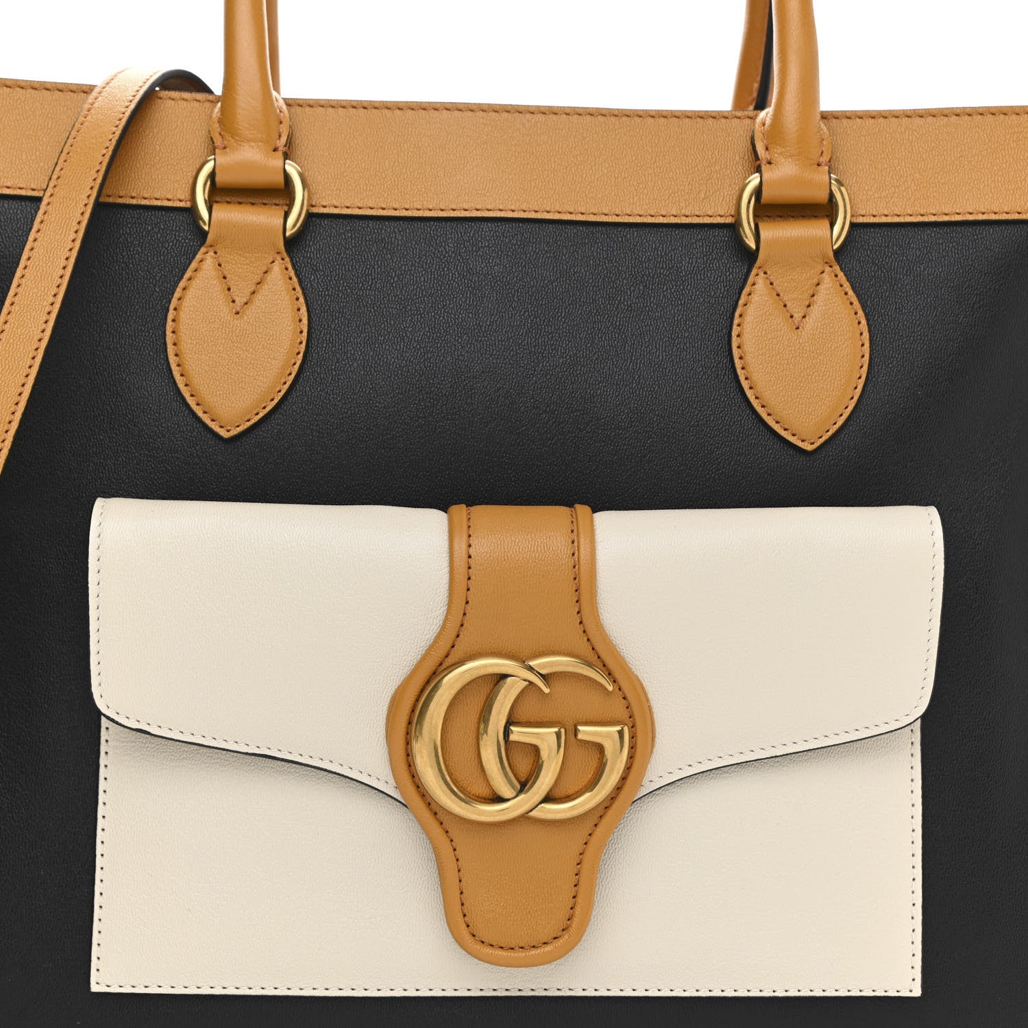 Gucci New Sakai Calfskin Lux Tri-Color Medium Dahlia Shoulder Bag Black Quarz Beige Mystic White 9 of 11